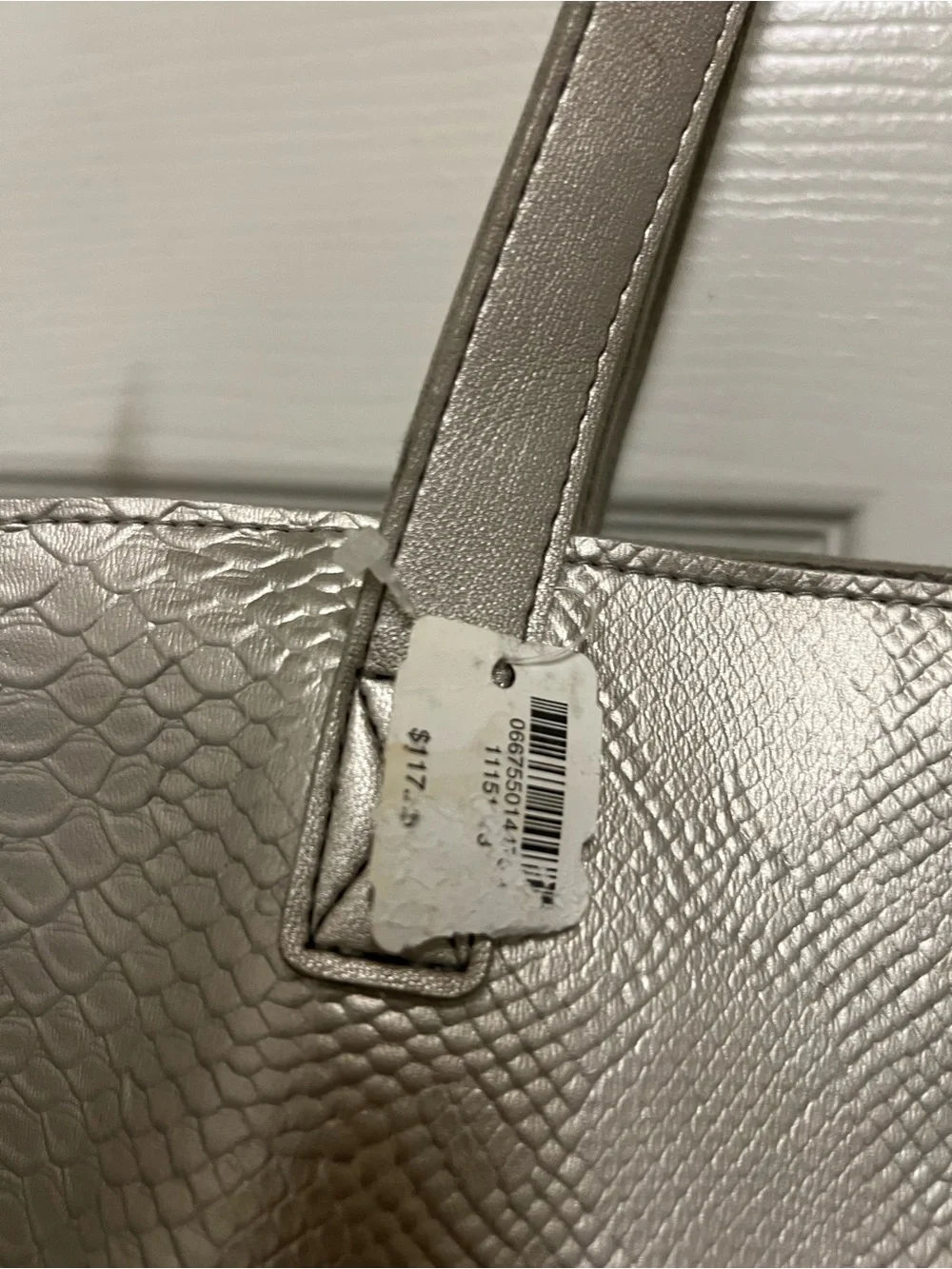 UNBRANDED Large Silver Embossed Tote Bag